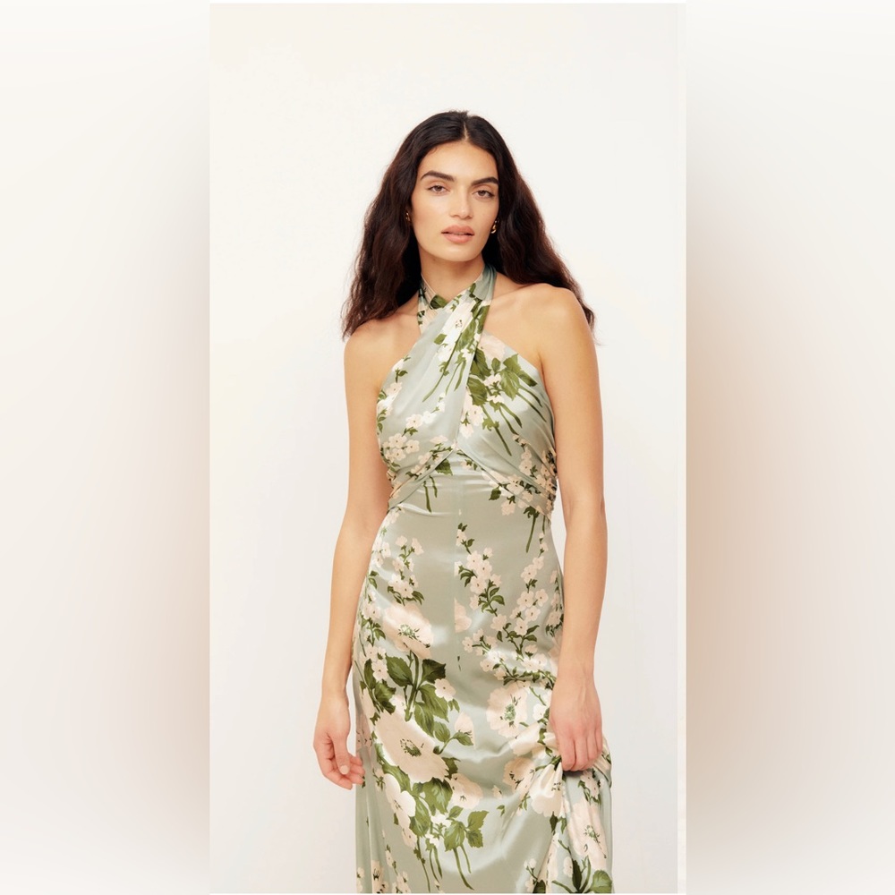 Reformation Veria silk dress sz 6 in Tarragon